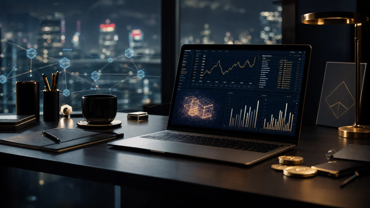 Premium Web3 accounting dashboard with NFT startup revenue, token flows and digital asset reporting